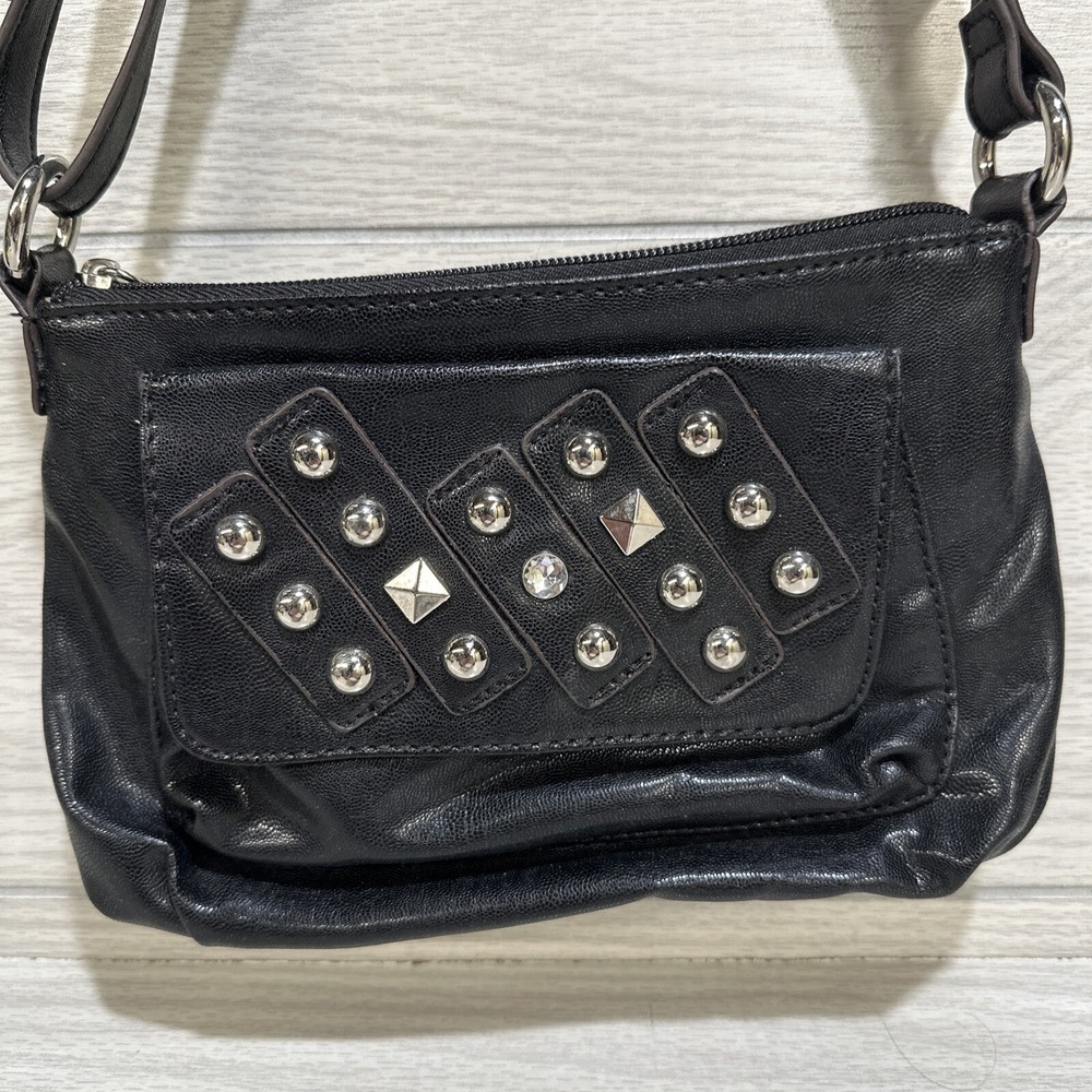 SIENNA RICCHI Crossbody Studded Faux Leather Handbag 9.5x5.5x1.5" Adjustable